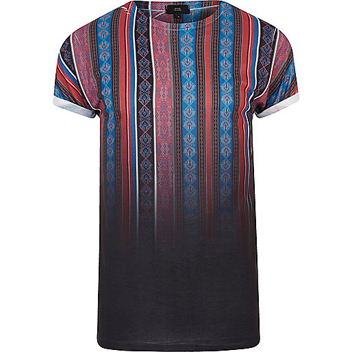 jacques-vertuk Black aztec stripe fade print T-shirt 303804 men T-Shirts / Vests T-shirts