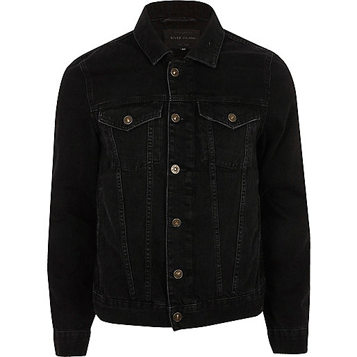 river island shoes,jacques-vertuk Ireland Black back print denim jacket men 297937