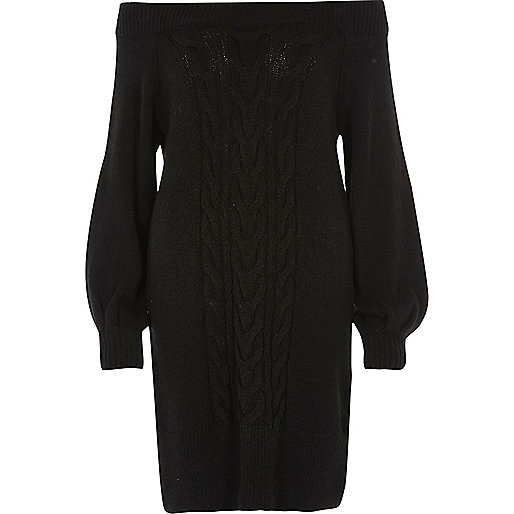 jacques-vertuk Black bardot cable knit dress 694418 women Dresses