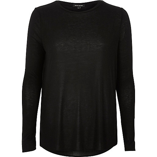 jacques-vertuk Black basic long sleeve top 686341 women Tops T-Shirts & Vests Plain T-Shirts / Vests