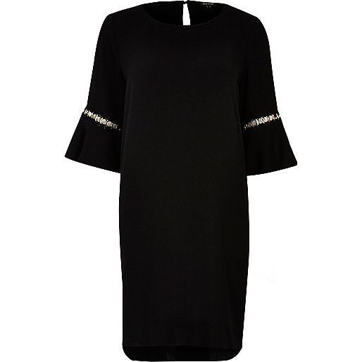 jacques-vertuk Black bell sleeve swing dress 693696 women Seasonal Offers