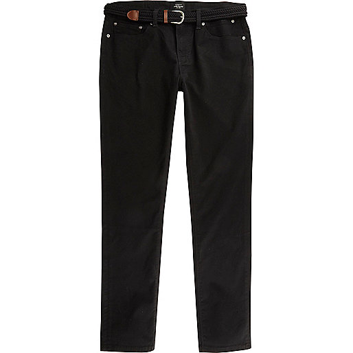 river island brown shoes,jacques-vertuk Online Black belted skinny fit chino pants Chinos Pants men