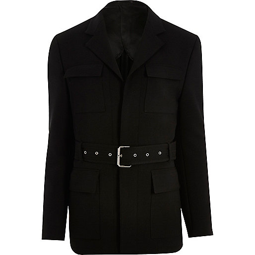 jacques-vertuk Black belted slim jacket 290384 men Coats / Jackets