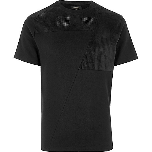 jacques-vertuk Black block mesh trim T-shirt 298431 men T-Shirts / Vests