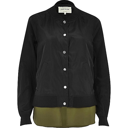 river island jean jacket puff sleeve,jacques-vertuk Ladies Clothes Shop Black bomber jacket with shirt detail Coats / Jackets Sale women