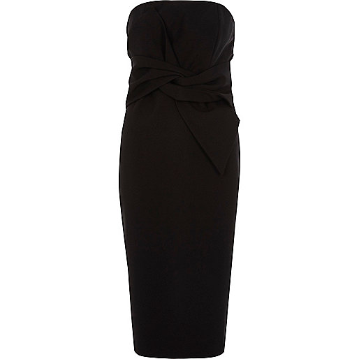 jacques-vertuk Black bow front bandeau bodycon dress 706631 women Dresses Bodycon Dresses