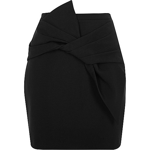 jacques-vertuk Black bow front mini skirt 710126 women Skirts Mini Skirts