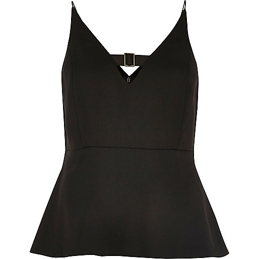 jacques-vertuk Black buckle strap peplum top 692218 women Tops