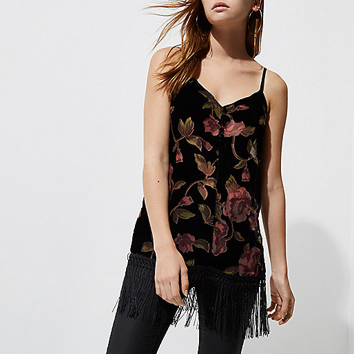 black suede bag river island,jacques-vertuk Ladies Jeans Uk Black burnout floral fringe hem cami top Cami / Sleeveless Tops Tops women