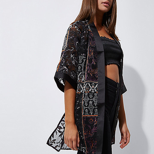 river island cross body bag pink,jacques-vertuk Sale Ladies Wear Black burnout floral kimono Kimonos Tops women