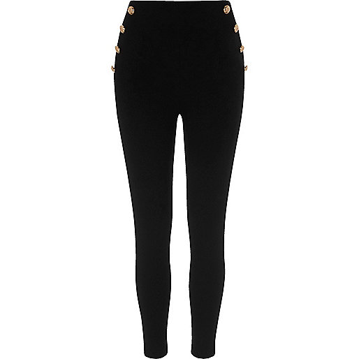 jacques-vertuk Black button side ponte leggings 705251 women Trousers Leggings