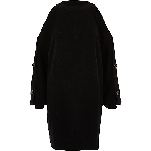 jacques-vertuk Black button sleeve knit sweater dress 707486 women Dresses Bodycon Dresses