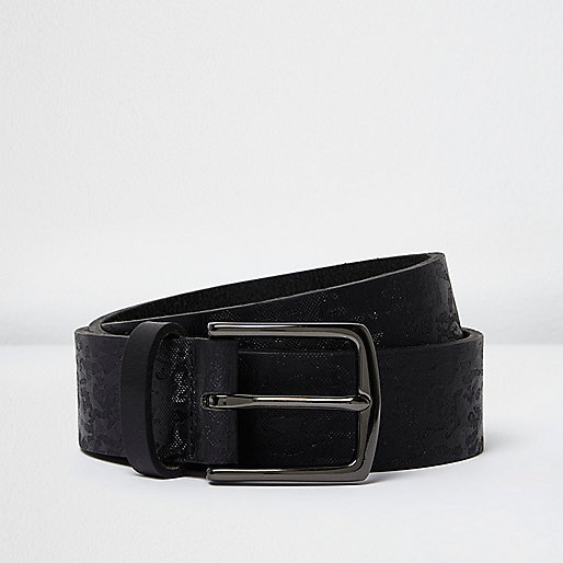 jacques-vertuk Black camo imprint leather belt 302553 men Accessories Belts