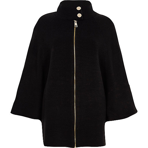 river island spray on skinny ollie,jacques-vertuk In Black cape sleeve funnel neck knit jacket Kimonos Tops women