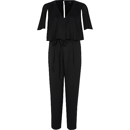 river island dresses ebay,jacques-vertuk Stores Black cape sleeve tie waist jumpsuit women 706915