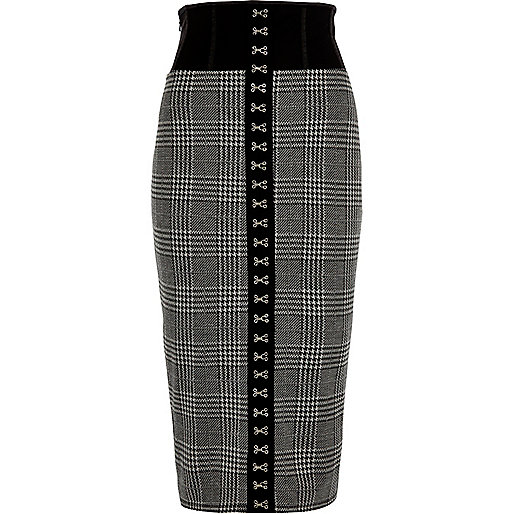 jacques-vertuk Black check corset pencil skirt 704304 women Skirts Midi Skirts