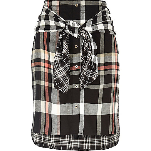 jacques-vertuk Black check tied waist midi skirt 689940 women Skirts