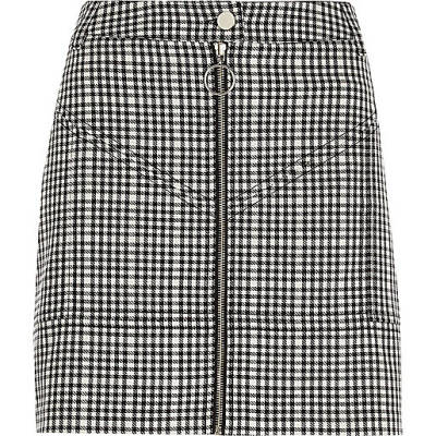 jacques-vertuk Black check zip front mini skirt 706844 women Skirts Mini Skirts