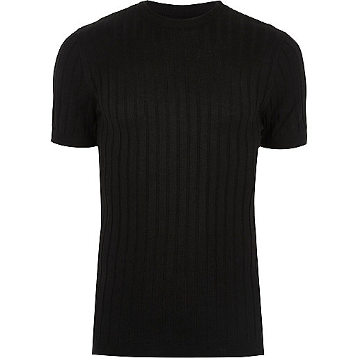 jacques-vertuk Black chunky ribbed muscle fit T-shirt 298902 men T-Shirts / Vests T-shirts