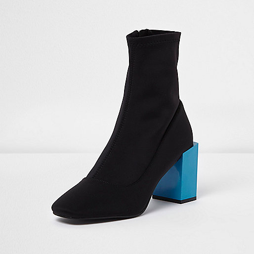 river island kitten heels,jacques-vertuk UK Black contrast blue block heel sock boots women 706424