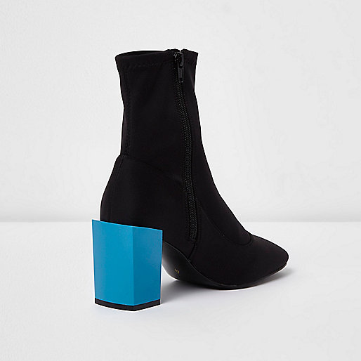 river island kitten heels,jacques-vertuk UK Black contrast blue block heel sock boots women 706424