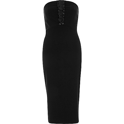 jacques-vertuk Black corset bandeau bodycon midi dress 703581 women Dresses