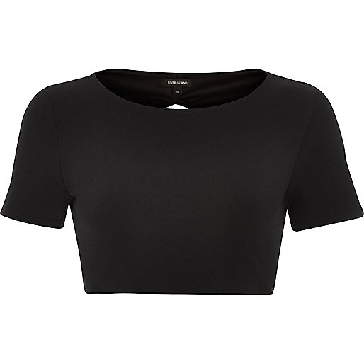 white river island shoes,jacques-vertuk Dress Shirt Black crepe knot back crop top Tops Sale women