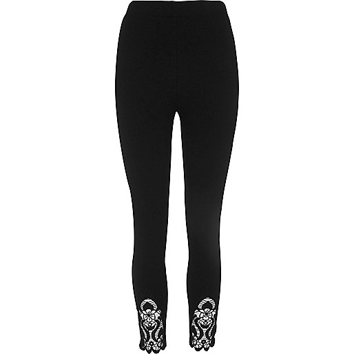 jacques-vertuk Black crochet hem leggings 703827 women Trousers Leggings