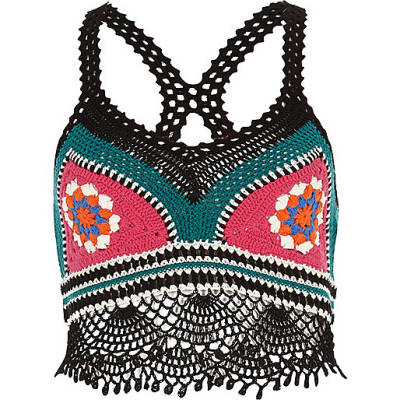 jacques-vertuk Black crochet racer back bralette 698598 women RI Limited Edition