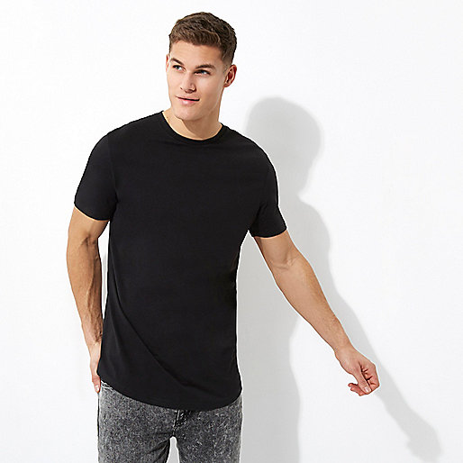 river island sale womens,jacques-vertuk It Black curved hem longline T-shirt T-shirts T-Shirts / Tanks men