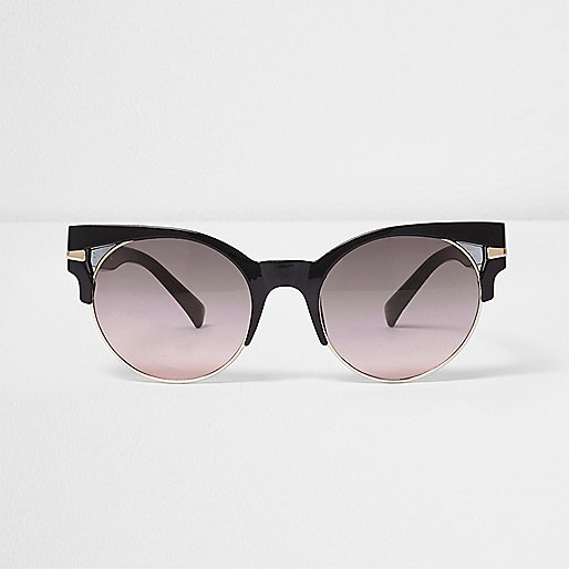 river island international delivery,jacques-vertuk Online Black cut out half frame ocean sunglasses women 702998