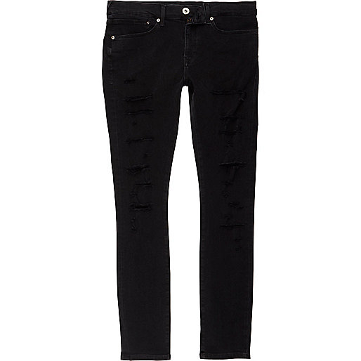 jacques-vertuk Black Danny ripped super skinny jeans 301581 men Jeans Super Skinny