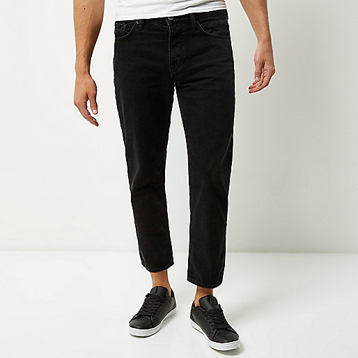 river island short jeans,Winter Clothes jacques-vertuk Black Dean cropped straight jeans Jeans Sale men