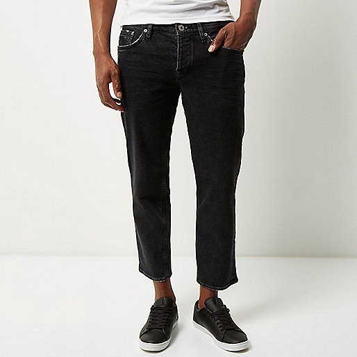 kaia jeans river island,New In At jacques-vertuk Black Dean straight cropped jeans Jeans Sale men