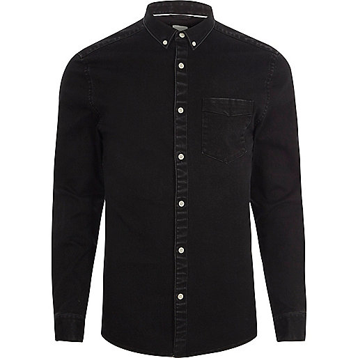 flatform espadrilles river island,jacques-vertuk Online Black denim button-down shirt men 302709