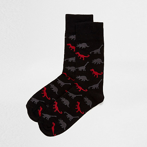 jacques-vertuk Black dinosaur ankle socks 303314 men Underwear Socks