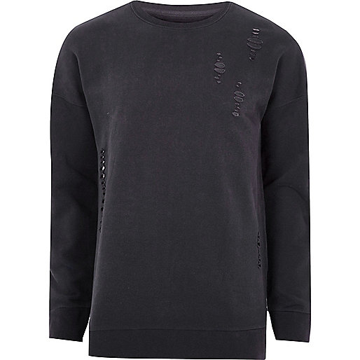 jacques-vertuk Black distressed sweatshirt 297408 men Hoodies / Sweatshirts