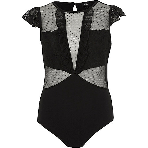 river island carry on bag,jacques-vertuk Fashion Store Black dobby mesh frill bodysuit Bodysuits Tops women