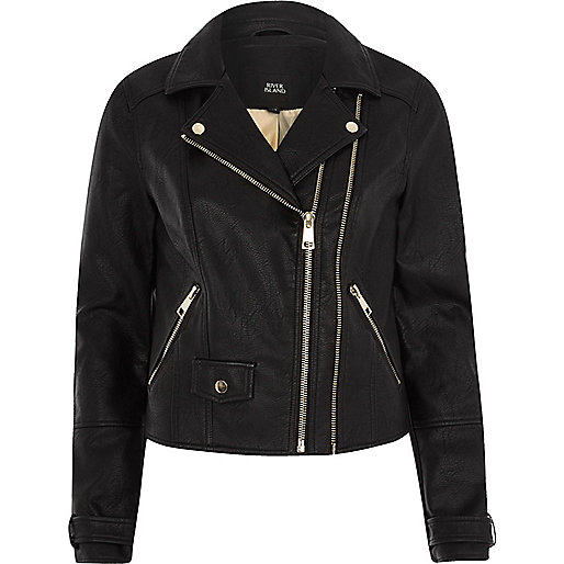 jacques-vertuk Black double zip faux leather biker jacket 705912 women Coats / Jackets Jackets