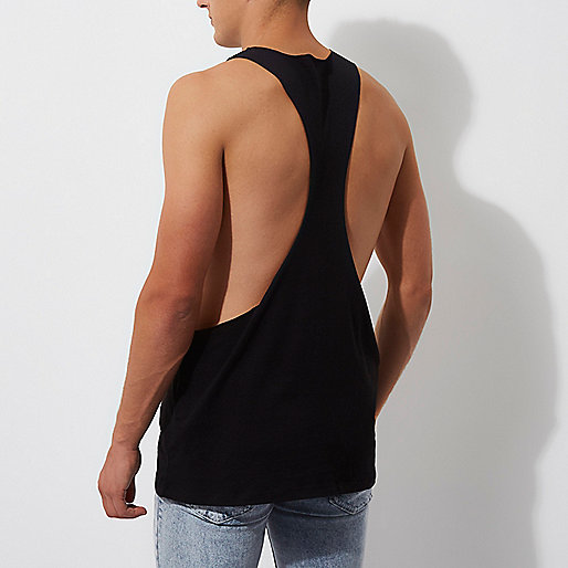 river island jeans,jacques-vertuk Black Floral Dress Black dropped armhole relaxed fit tank Tanks T-Shirts / Tanks men