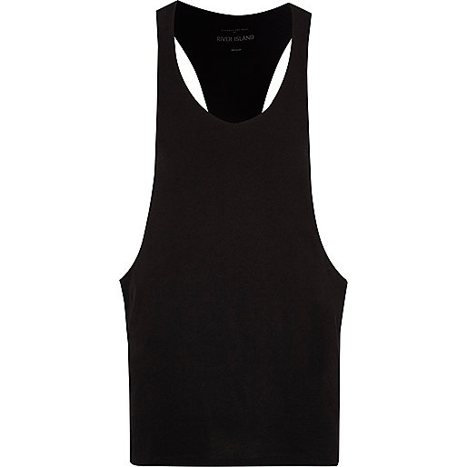 river island jeans,jacques-vertuk Black Floral Dress Black dropped armhole relaxed fit tank Tanks T-Shirts / Tanks men