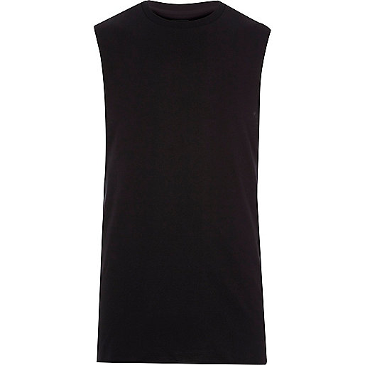 river island dresses,Rivers Shoes Online Shopping Black dropped armhole tank top Tanks T-Shirts / Tanks men