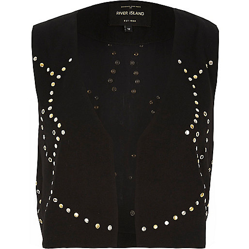 jacques-vertuk Black embellished cropped vest 684893 women Coats / Jackets