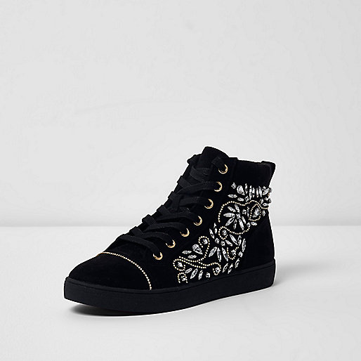 river island molly jeggings,jacques-vertuk Sale Black embellished hi top lace-up sneakers women 702395