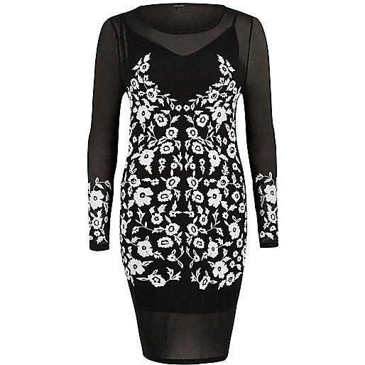 jacques-vertuk Black embroidered bodycon dress 687716 women Dresses