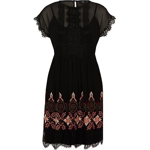 river island fitted dress,jacques-vertuk Shoes Uk Black embroidered eyelash lace swing dress Swing Dresses Dresses women