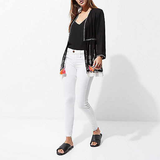 river island party shoes,Buy jacques-vertuk Clothes Online Black embroidered lace hem tassel kimono Kimonos Tops women