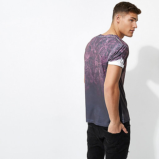 river island outlet,Sale Dresses jacques-vertuk Black fade leaf print short sleeve T-shirt T-shirts T-Shirts / Tanks men