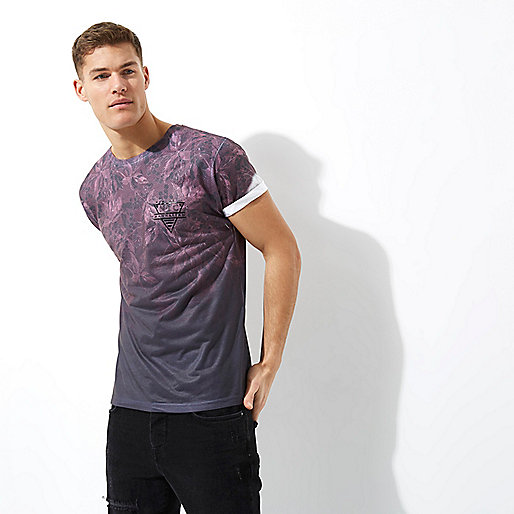 river island outlet,Sale Dresses jacques-vertuk Black fade leaf print short sleeve T-shirt T-shirts T-Shirts / Tanks men