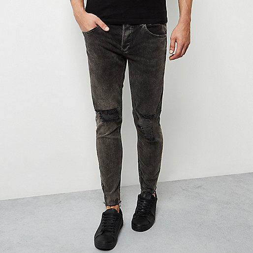 river island vip sale,jacques-vertuk UK Sale Black faded raw hem Sid skinny jeans men 296446